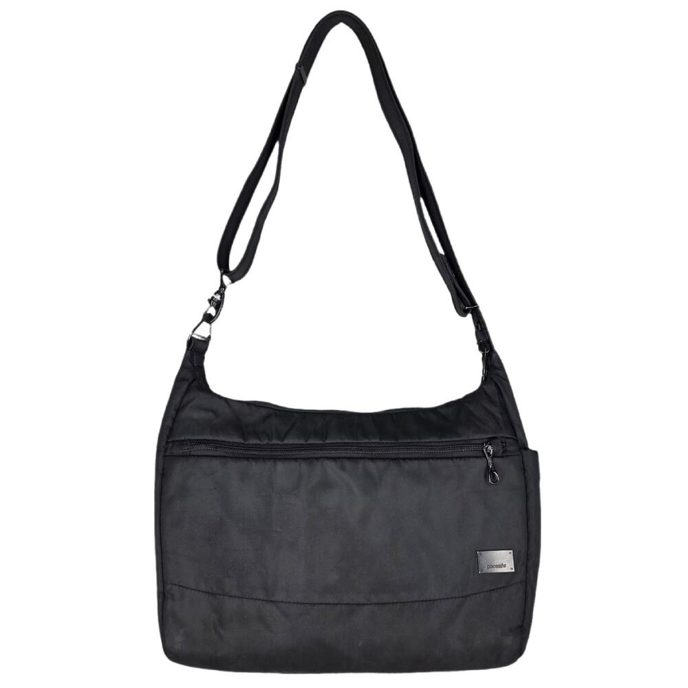 PACSAFE ANTI‑THEFT CROSSBODY BAG – RFID SAFE – BLACK – 15" × 10" × 4"